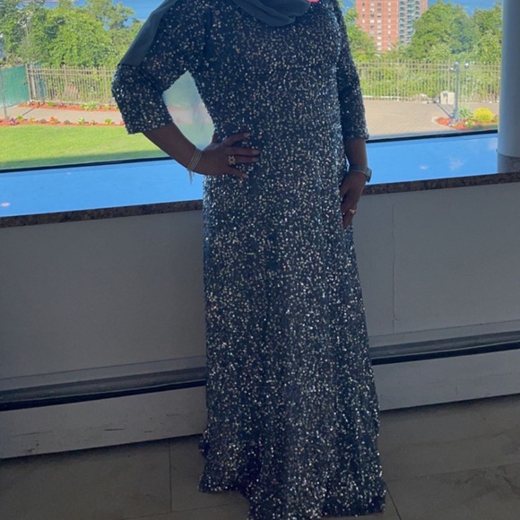 A dusty blue sequin formal dress from SHEIN. - Picture 1 of 4